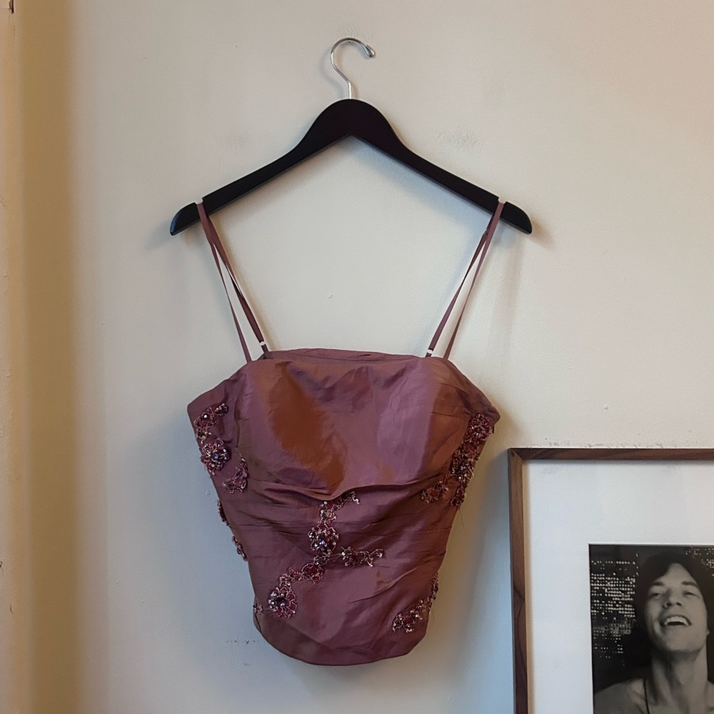 vintage y2k femme paris beaded silk corset top floral lace mandalay vibes